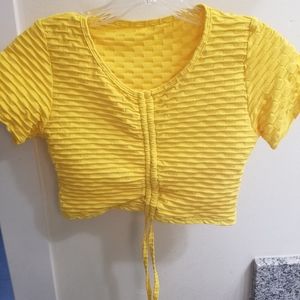Yellow Brazilian scrunch front Gym top